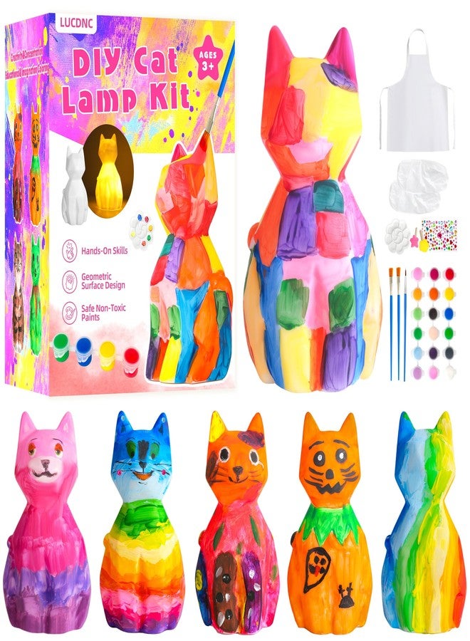 lucdnc Paint Your Own Cat Lamp Kit DIY Night Light Painting Kits for Kids Arts & Crafts Supplies Birthday Easter Christmas Cat Themed Gifts Toys for Girls Boys Teens Ages 3-12+ - Image 1